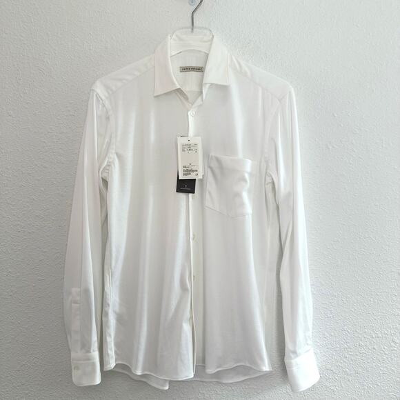 United Arrows Tokyo Cozy Smooth Button Shirt Men Small White Long Sleeve NWT - Picture 1 of 7